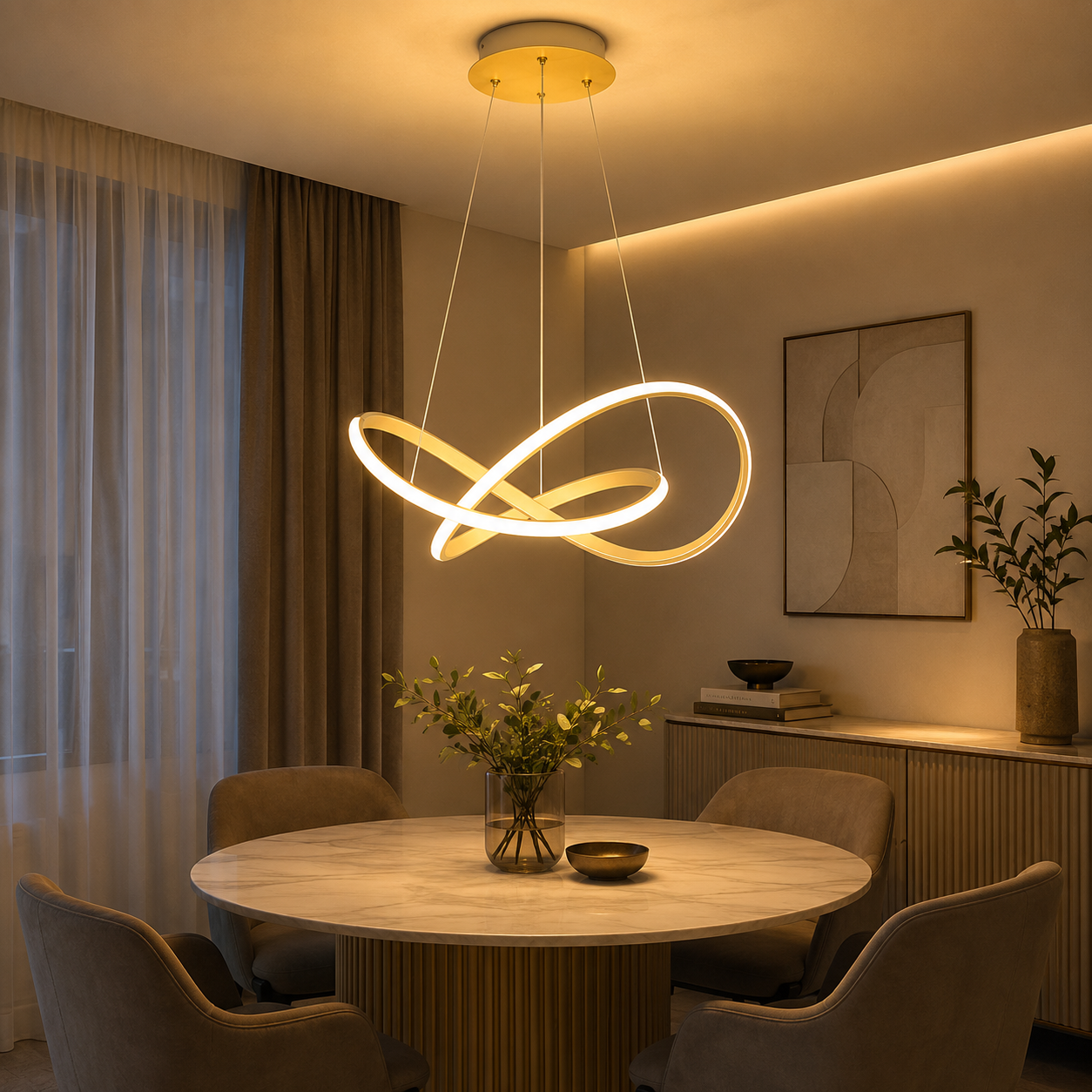 Colgante LED Moderno 70W Dorado – 3 Tonalidades de Luz | Ø 55 cm
