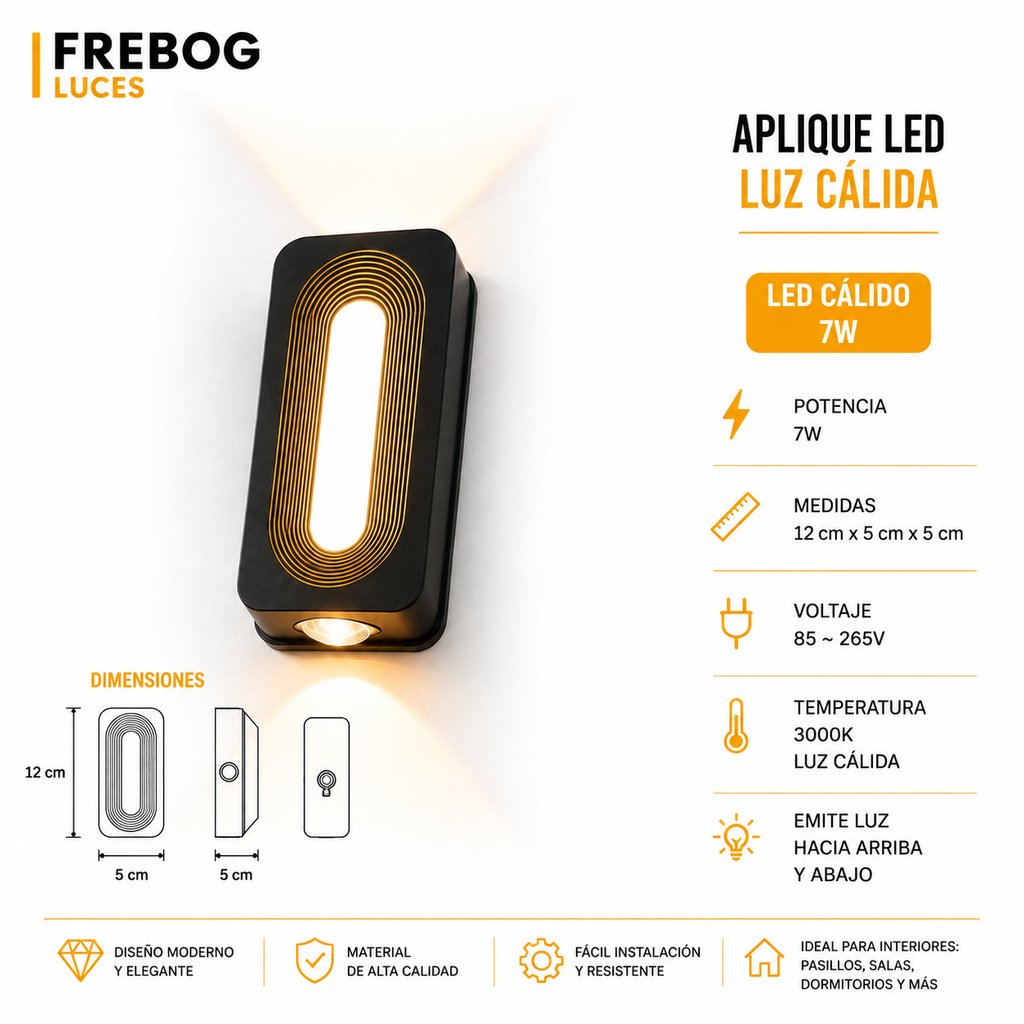 Aplique LED 4W Luz Cálida 3000K