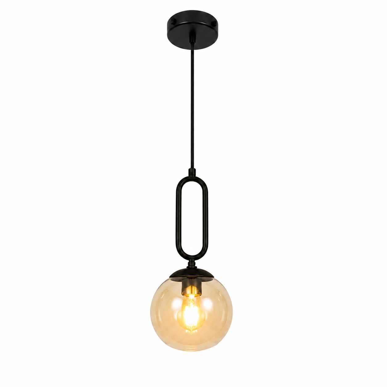 Colgante Decorativo Globo Ámbar E27 | Diseño Moderno Negro para Interior