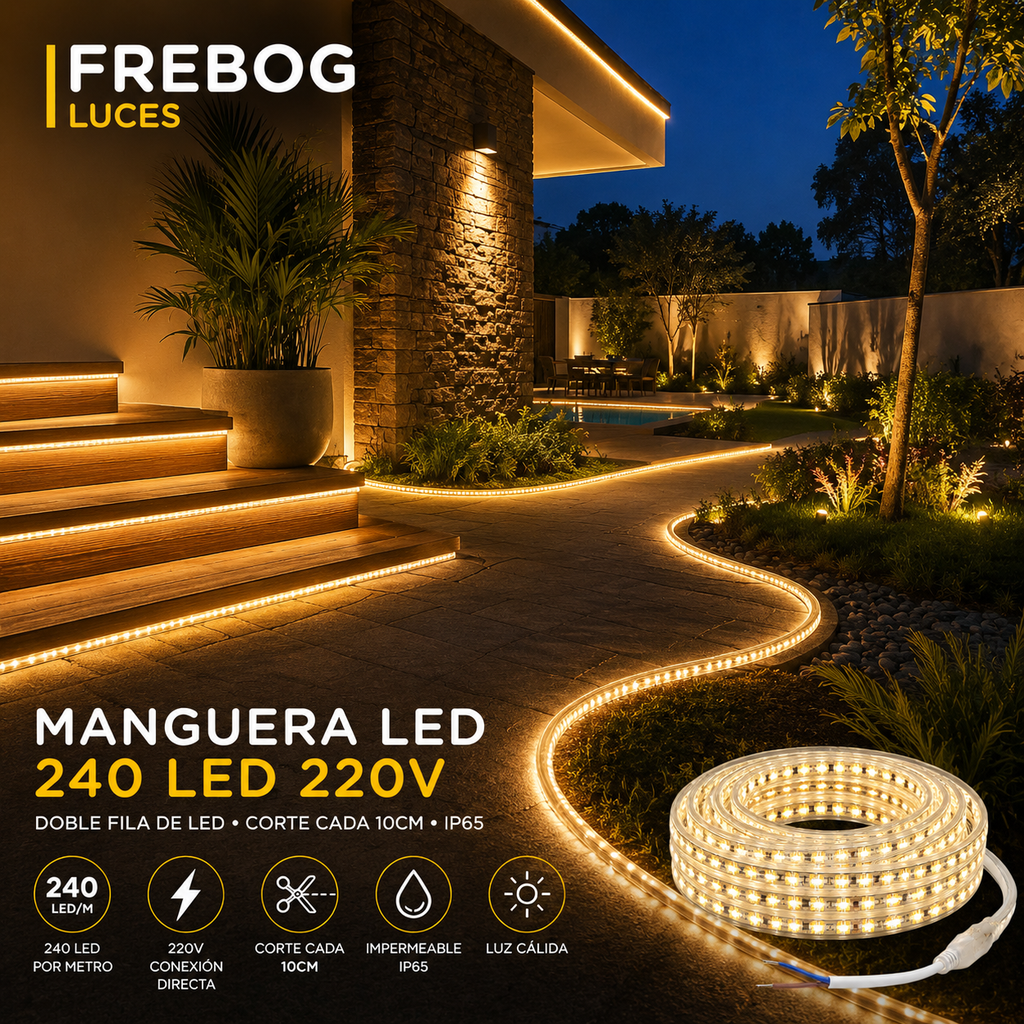Manguera LED 240 LED 220V – Luz Cálida 3000K