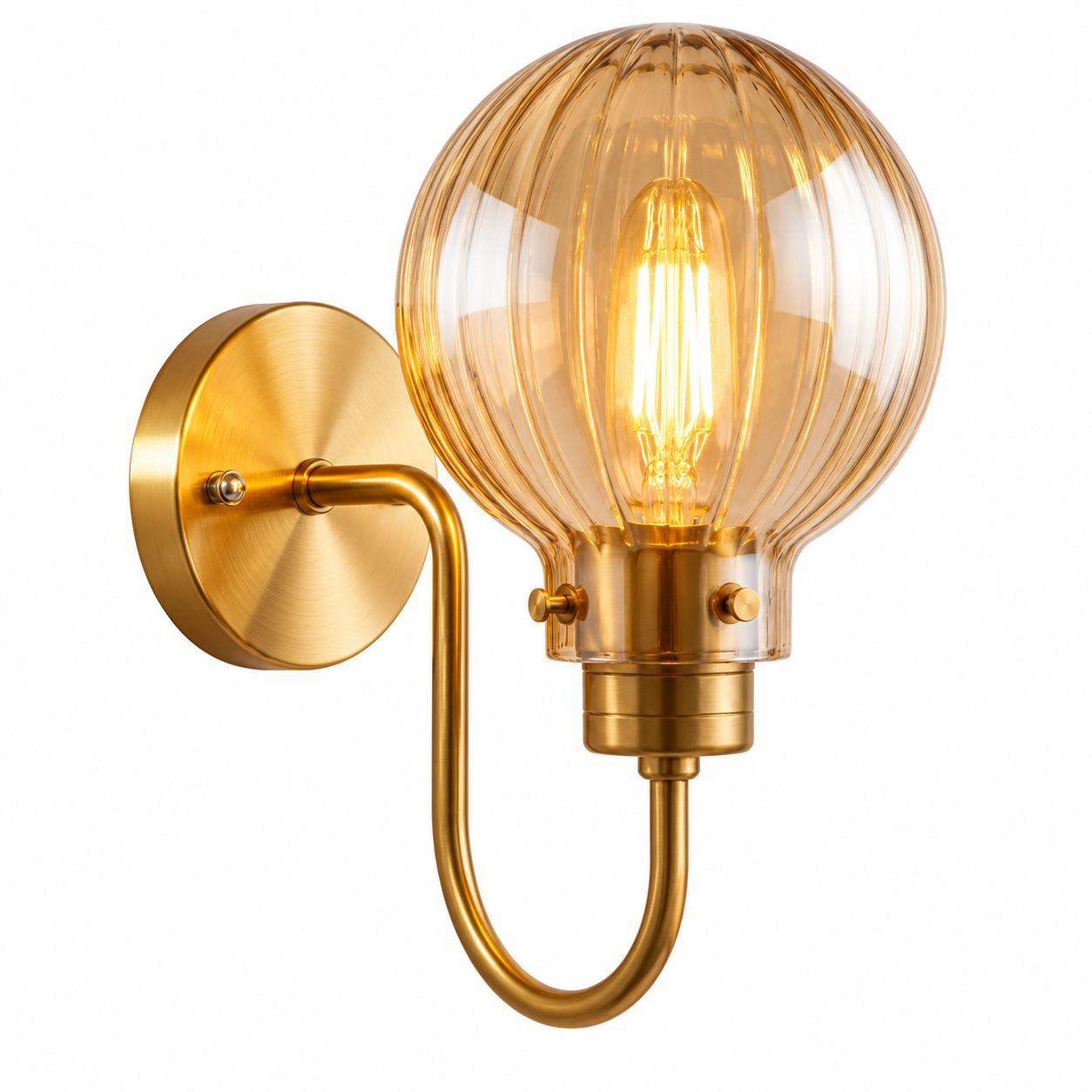 Aplique de Pared Decorativo Dorado con Vidrio Ámbar