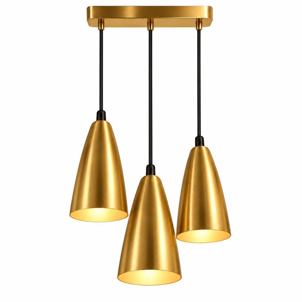 Colgante Triple E27 Dorado Opal – Base 30 cm