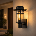 Farol de Pared Exterior Negro con Vidrio Transparente – Estilo Moderno Industrial