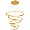 Colgante LED Espiral 5 Aros Dorado – 80W | 3 Tonos de Luz | Diseño Premium