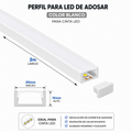 Perfil de Aluminio LED de Adosar Blanco 20x10 mm con Difusor y Soportes – 2 Metros