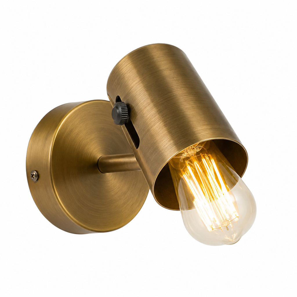 Aplique de Pared Direccional E27 Bronce Satinado – Estilo Moderno Industrial