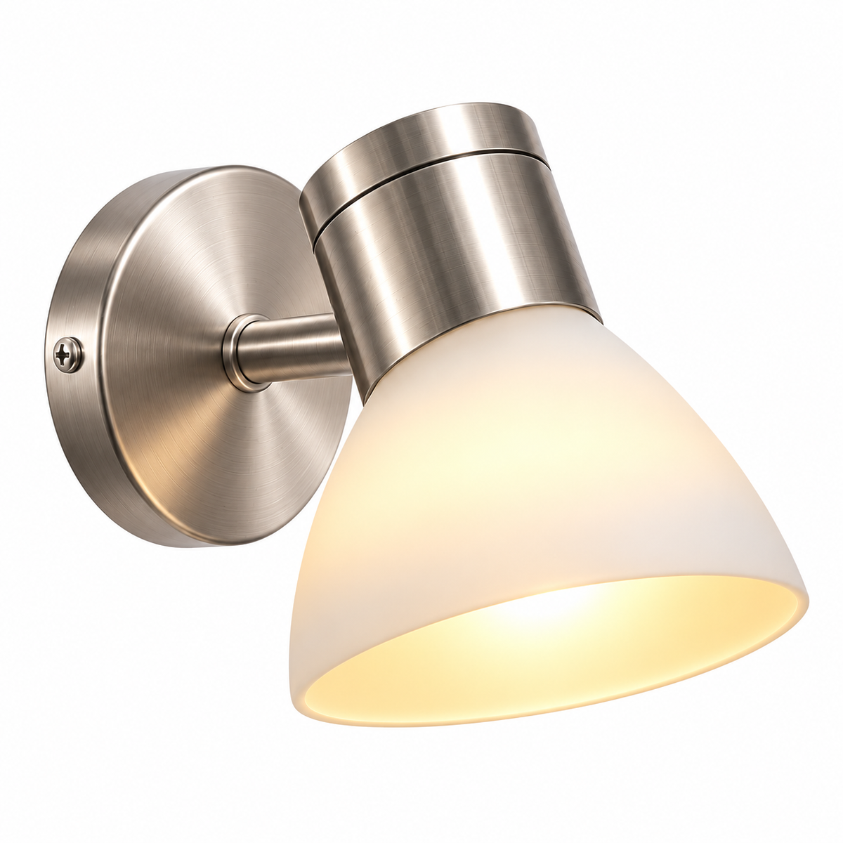 Aplique de Pared 1L E27 Plata con Vidrio Mate – 11 × 15 cm