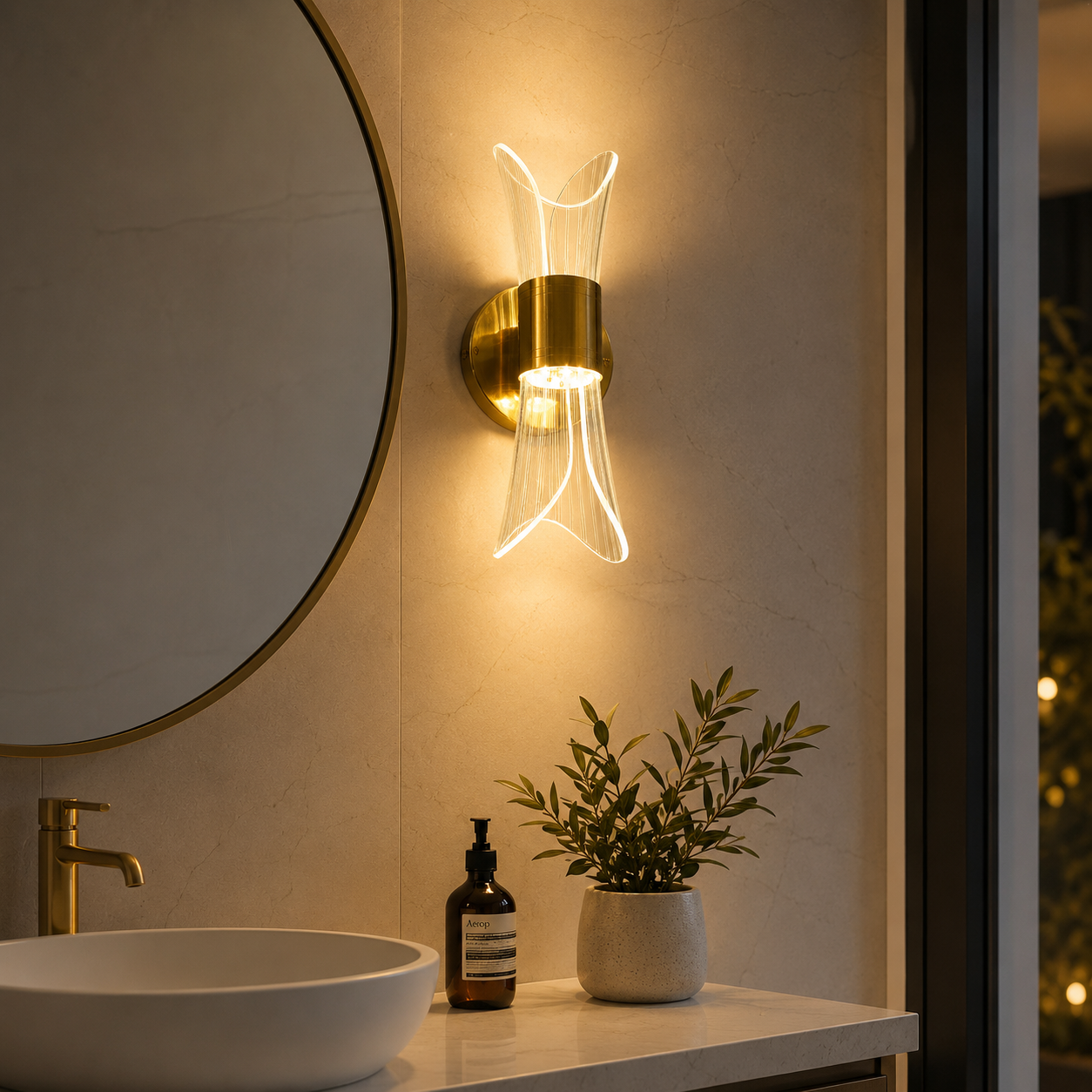 Aplique LED Interior Decorativo de 3 Tonos Dorado con Acrílico