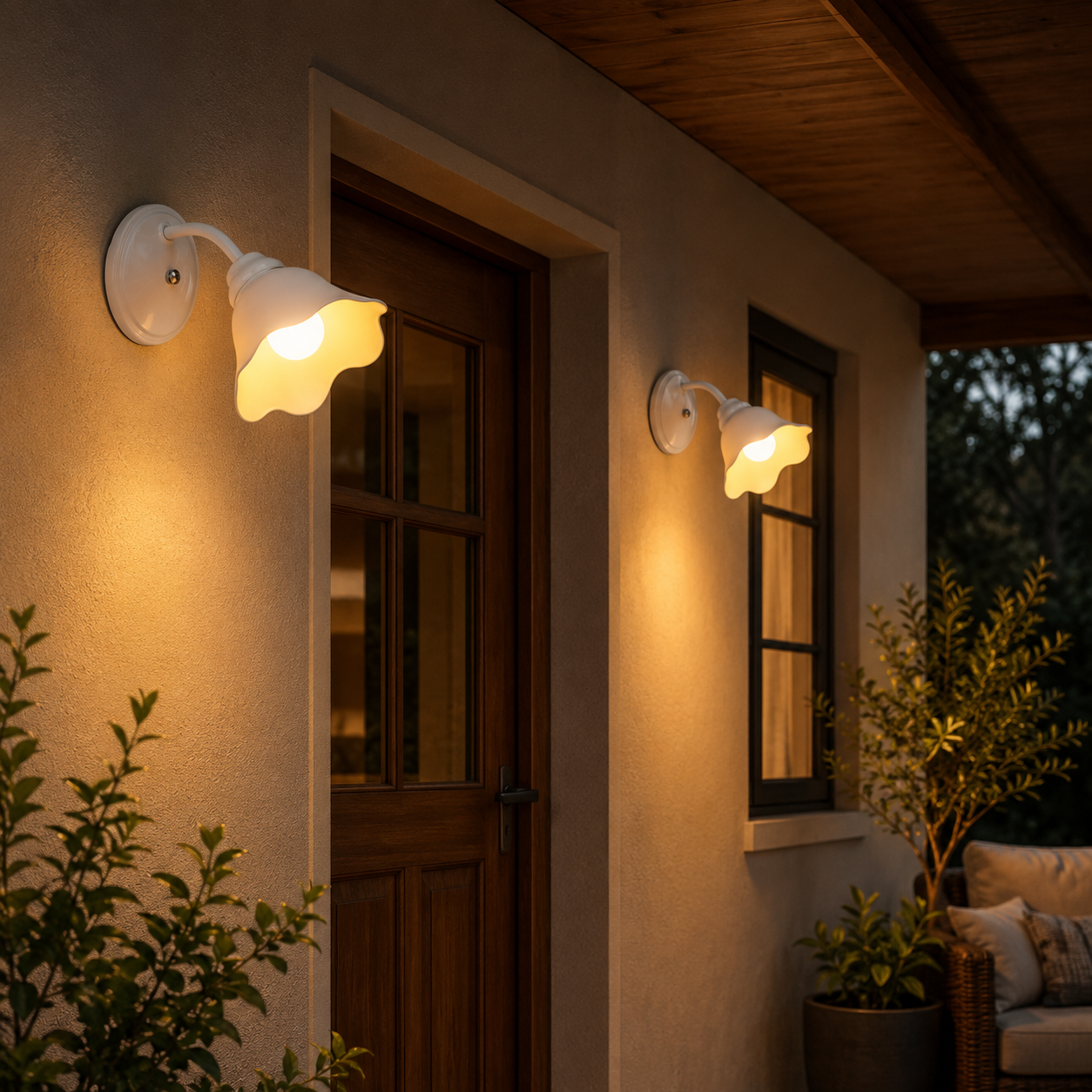 Aplique de Pared de 1 Luz con Tulipa "ONDINA" Blanco