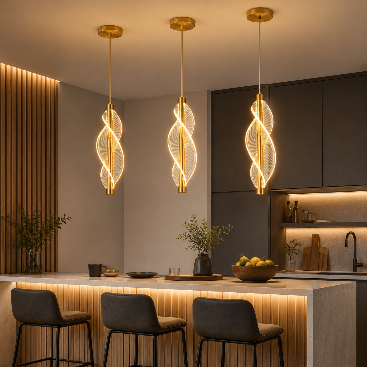 Colgante LED Espiral Dorado 3 Tonalidades – Diseño Moderno Decorativo
