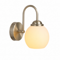 Aplique de Pared Curvo Níquel Satinado con Globo de Vidrio Opalino