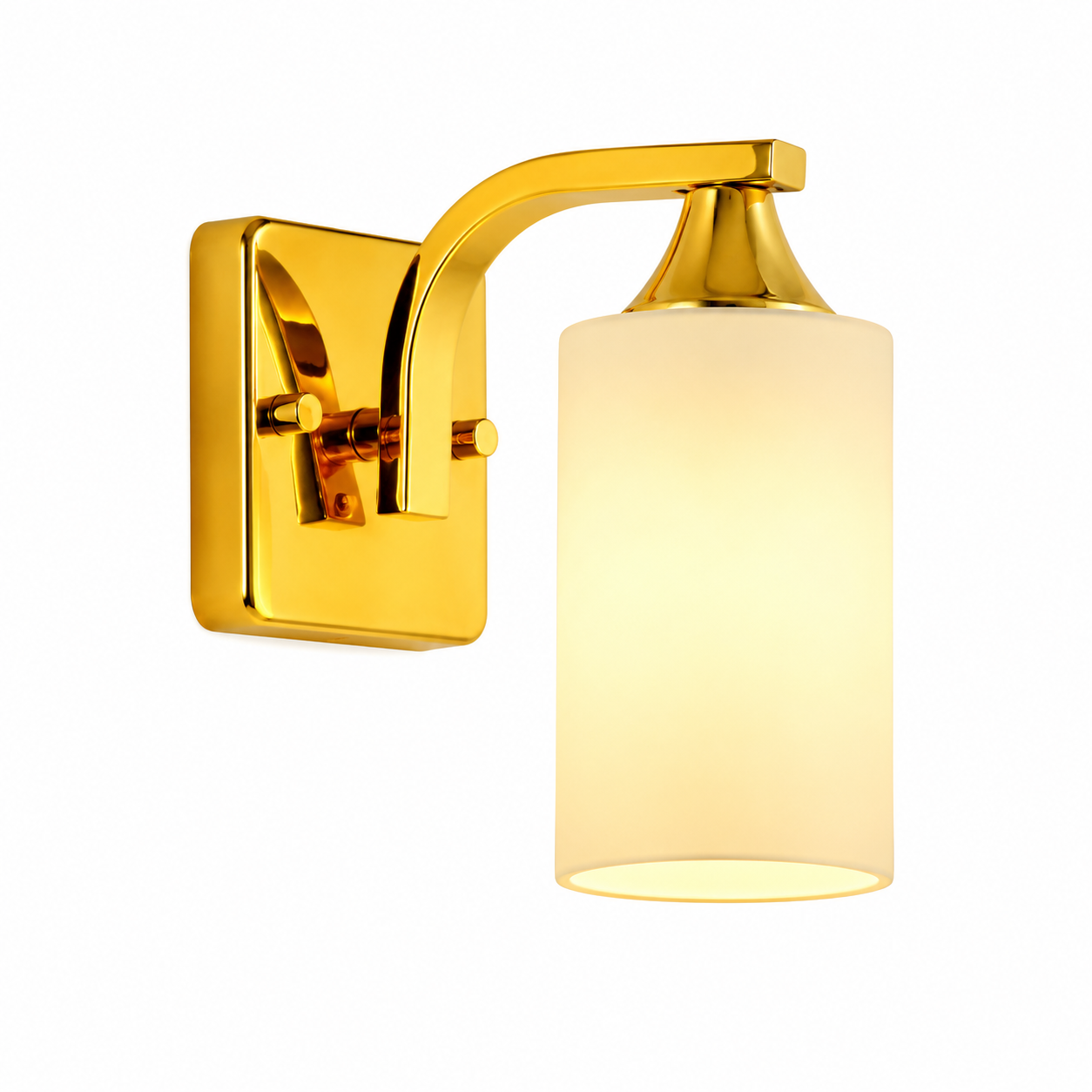 Aplique de Pared Dorado con Tulipa de Vidrio Opal – Estilo Moderno Elegante