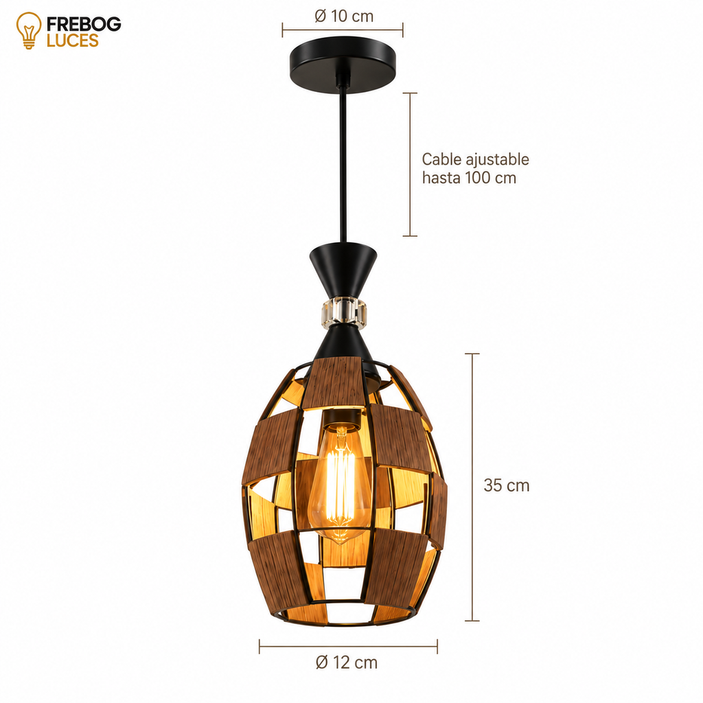 Colgante Decorativo de Madera  – 1L E27