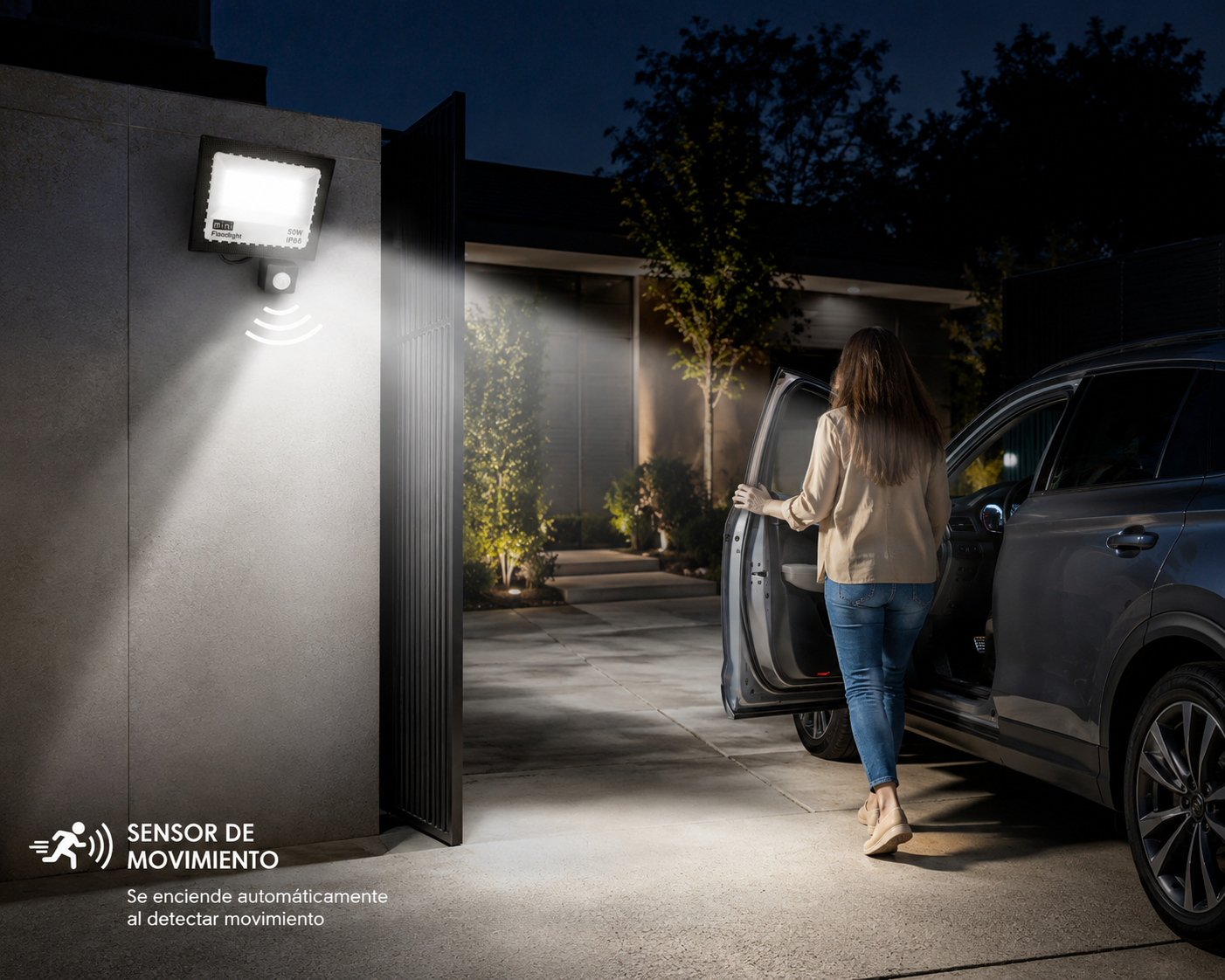 Reflector LED 50W con Sensor de Movimiento IP66 | Luz Blanca | Exterior