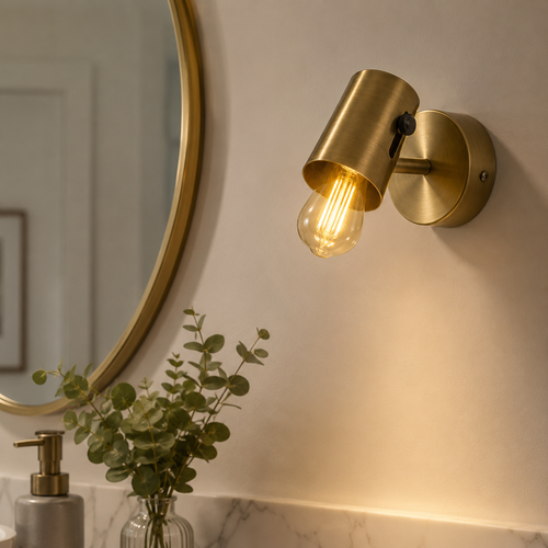 Aplique de Pared Direccional E27 Bronce Satinado – Estilo Moderno Industrial