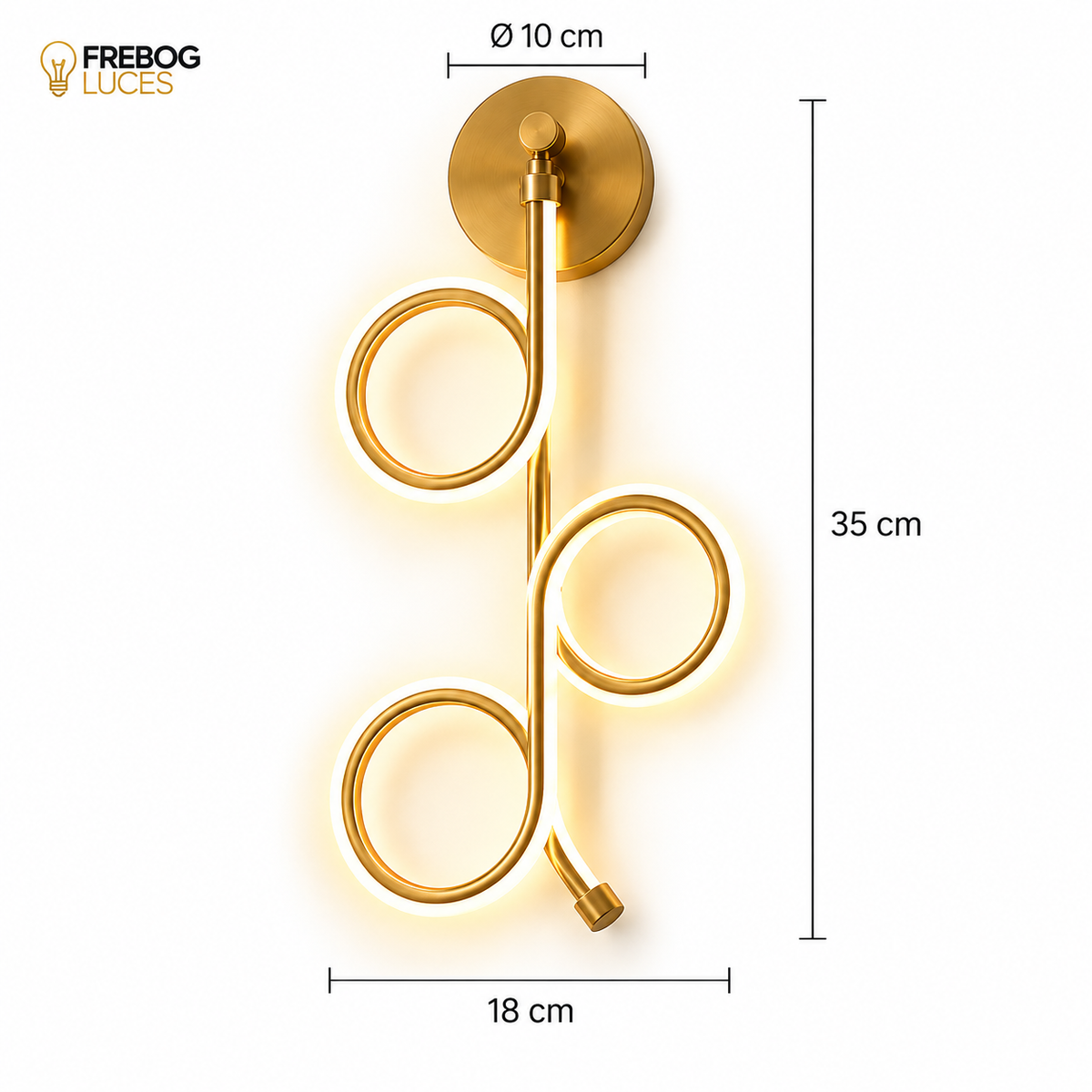 Aplique LED de Pared Dorado – 23W | 3 Tonalidades
