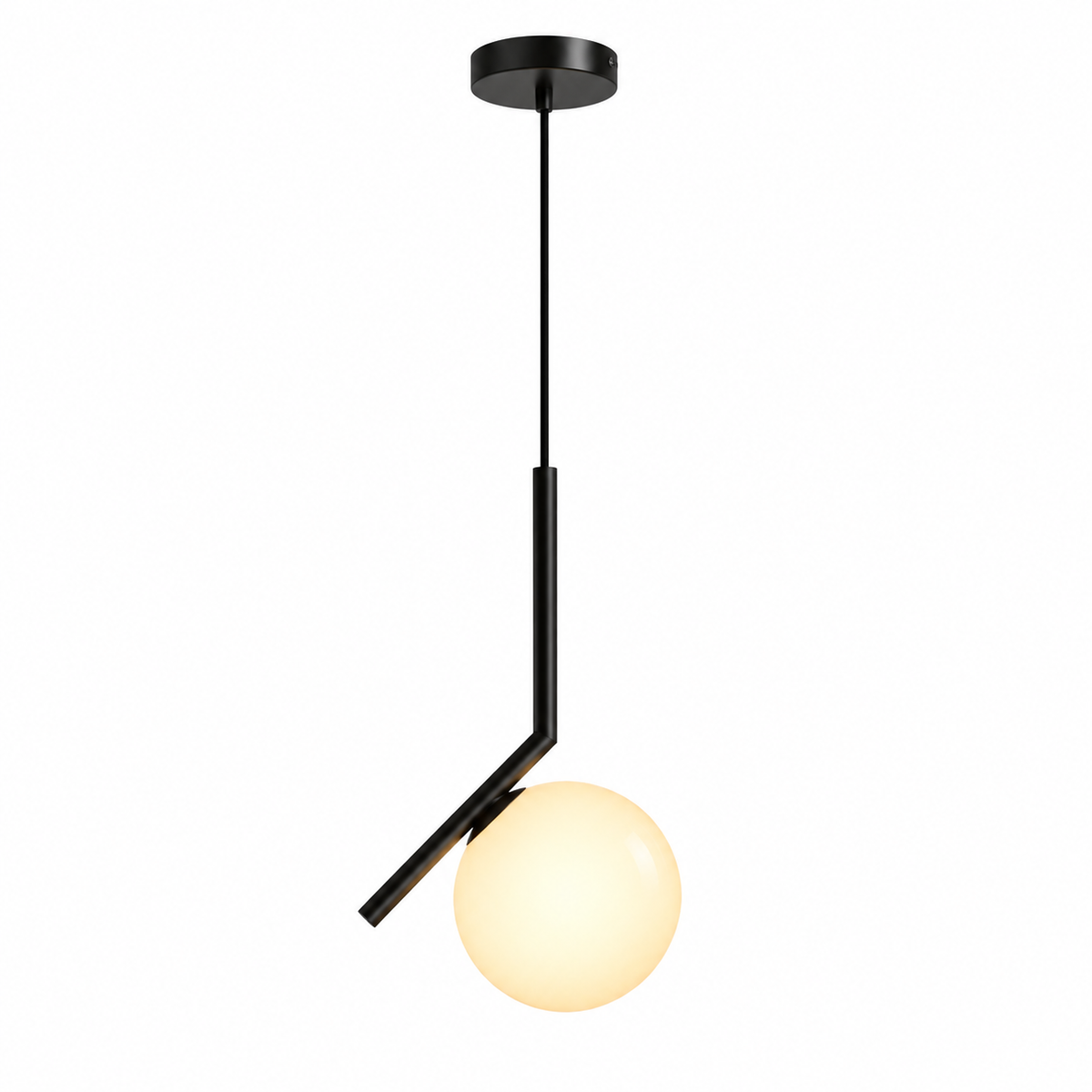 Colgante 1L E27 A60 Negro con Globo Lechoso/Ámbar – 17 cm