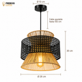 Colgante Decorativo de Ratán y Metal  – 1L E27