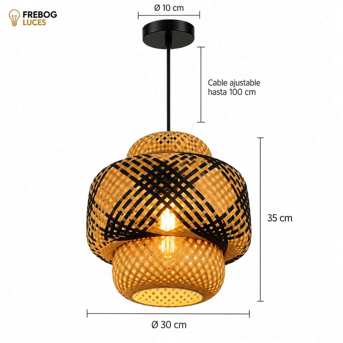 Colgante Decorativo de Ratán  – 1L E27
