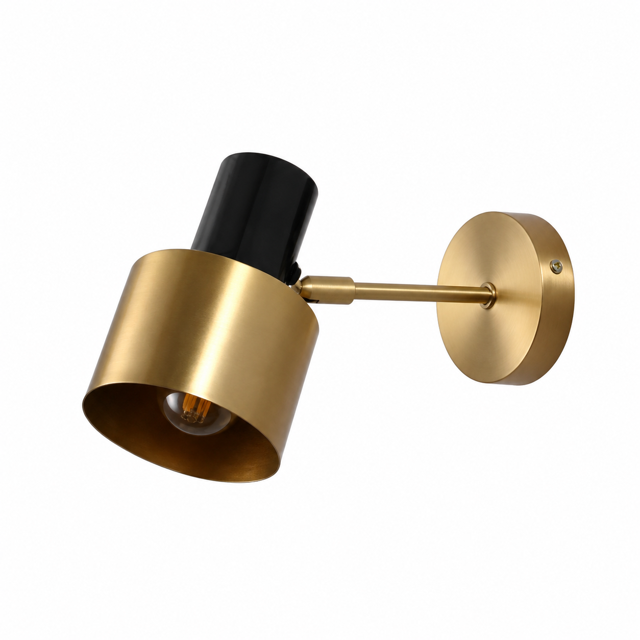 Aplique de Pared Orientable Negro y Dorado – Estilo Moderno Minimalista