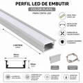 Perfil de Aluminio para Cinta LED de Embutir 2 Metros | Aluminio Anodizado Premium 20 x 10 mm