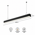 Colgante LED Lineal Suspendido 120 cm Negro | Luz Cálida 3000K | Diseño Moderno
