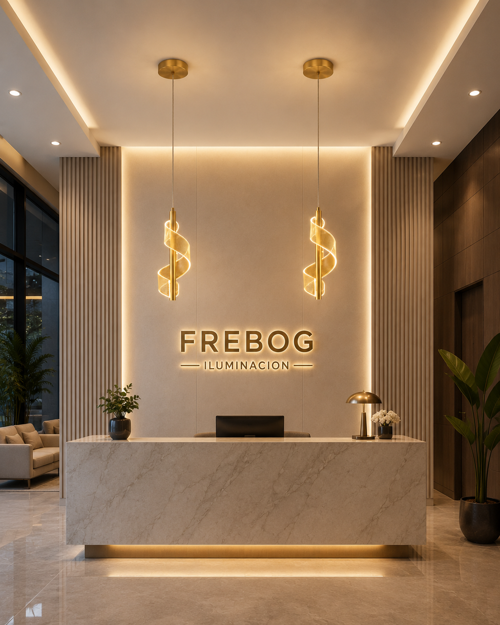 Lámpara Colgante LED Espiral "FREBOG" 7W - Diseño Vertical en Dorado Mate con Acrílico Texturizado