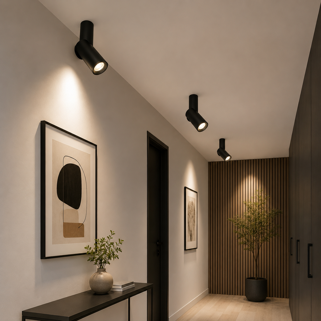 Spot de Superficie GU10 Direccional Negro – Diseño Moderno Minimalista