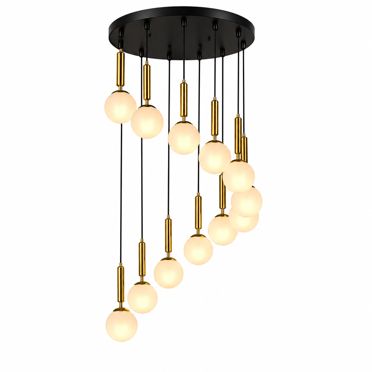 olgante Decorativo 12 Luces G9 con Vidrios Opal – Diseño Moderno Escalonado