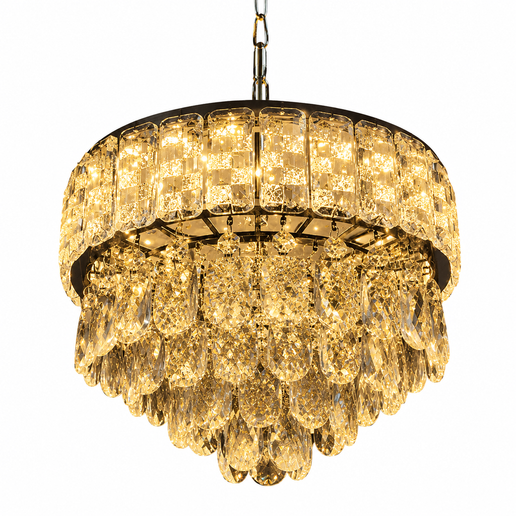 Colgante de Cristal LED 3 Tonalidades – Diseño Diamond Ø 30 cm