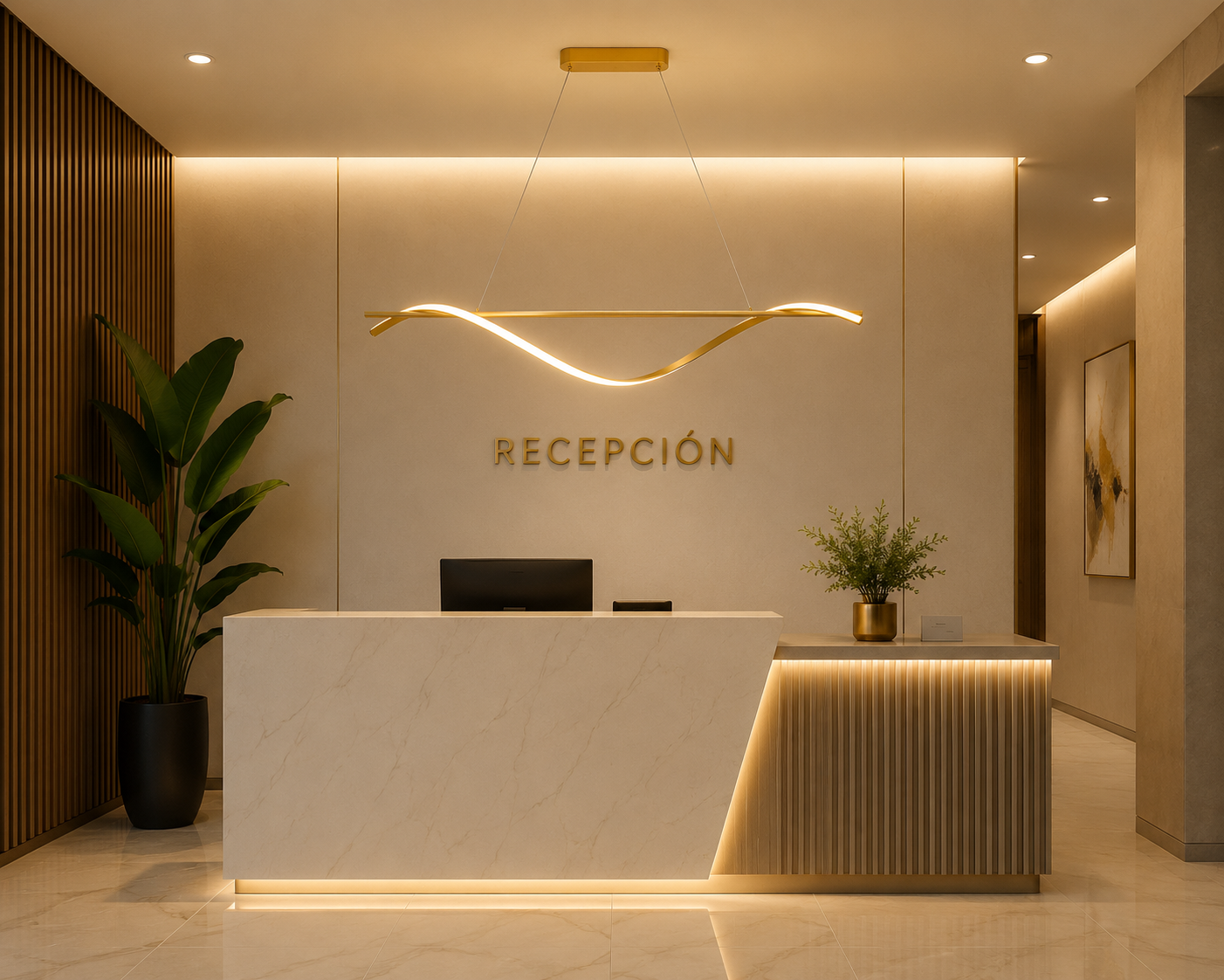 Colgante LED Moderno Dorado 3 Tonalidades – Diseño Minimalista de Luces Curvas