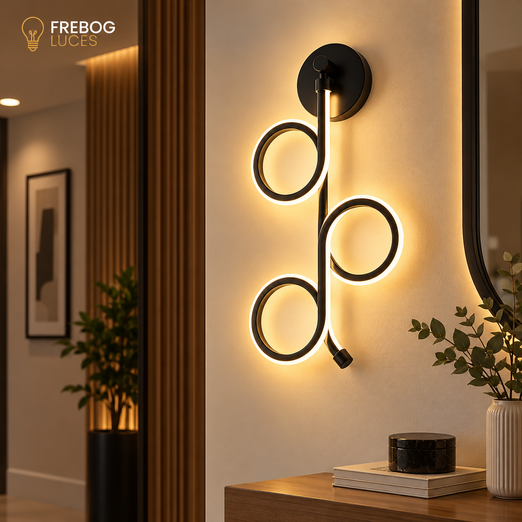 Aplique LED de Pared Negro – 23W | 3 Tonalidades