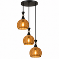 💡 Colgante Triple de Ratán A769 – 3L E27 | Base 30 cm