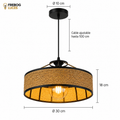 Colgante Decorativo de Ratán y Metal  – 1L E27