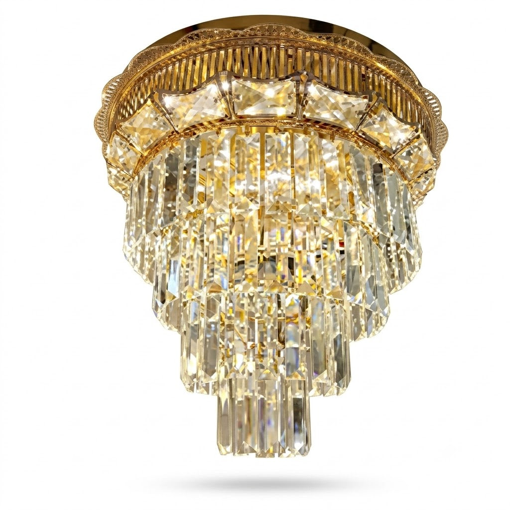 Colgante de Cristal Premium Dorado – Diseño Cascada | Elegancia y Sofisticación