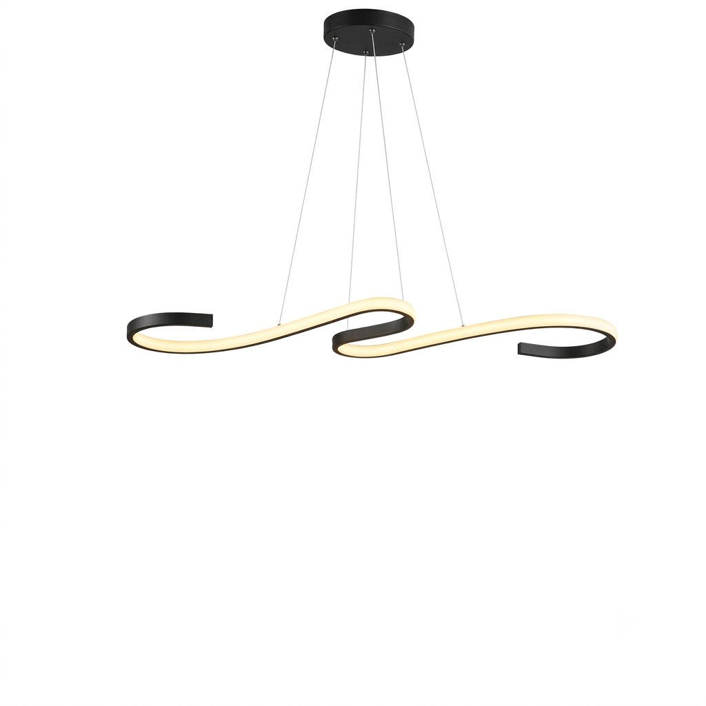 Lámpara Colgante LED Ondulada "MILAO" 30W - Luz Cálida 3500K (2400lm) en Negro Mate
