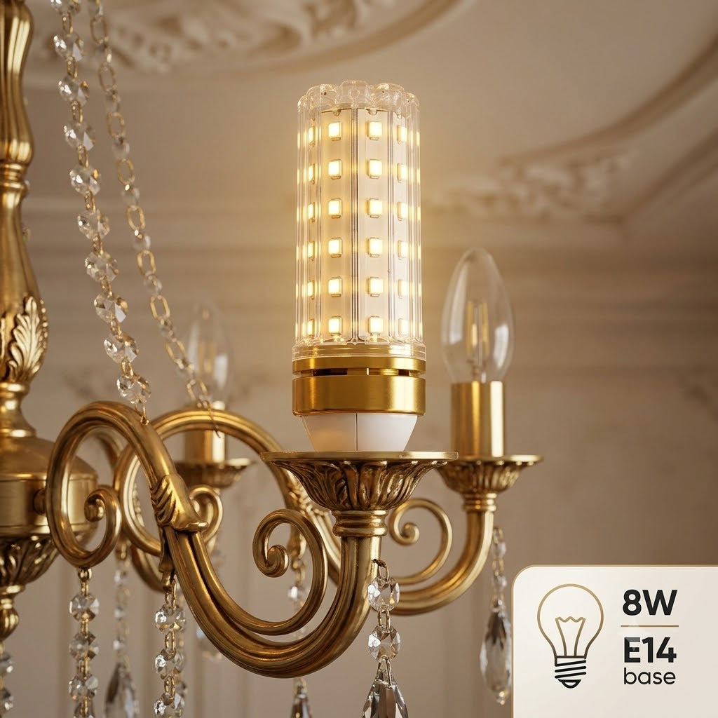 Foco LED 8W Rosca E14 - Diseño Decorativo para Lámparas de Araña y Colgantes
