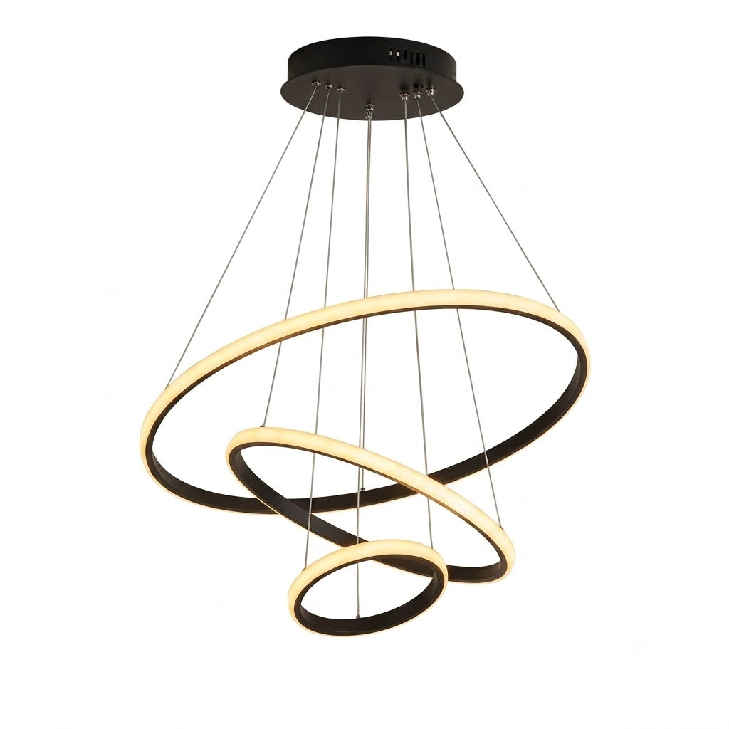 Lámpara Colgante LED Triple Ring Black 45W | 3 Tonos de Luz Ajustables