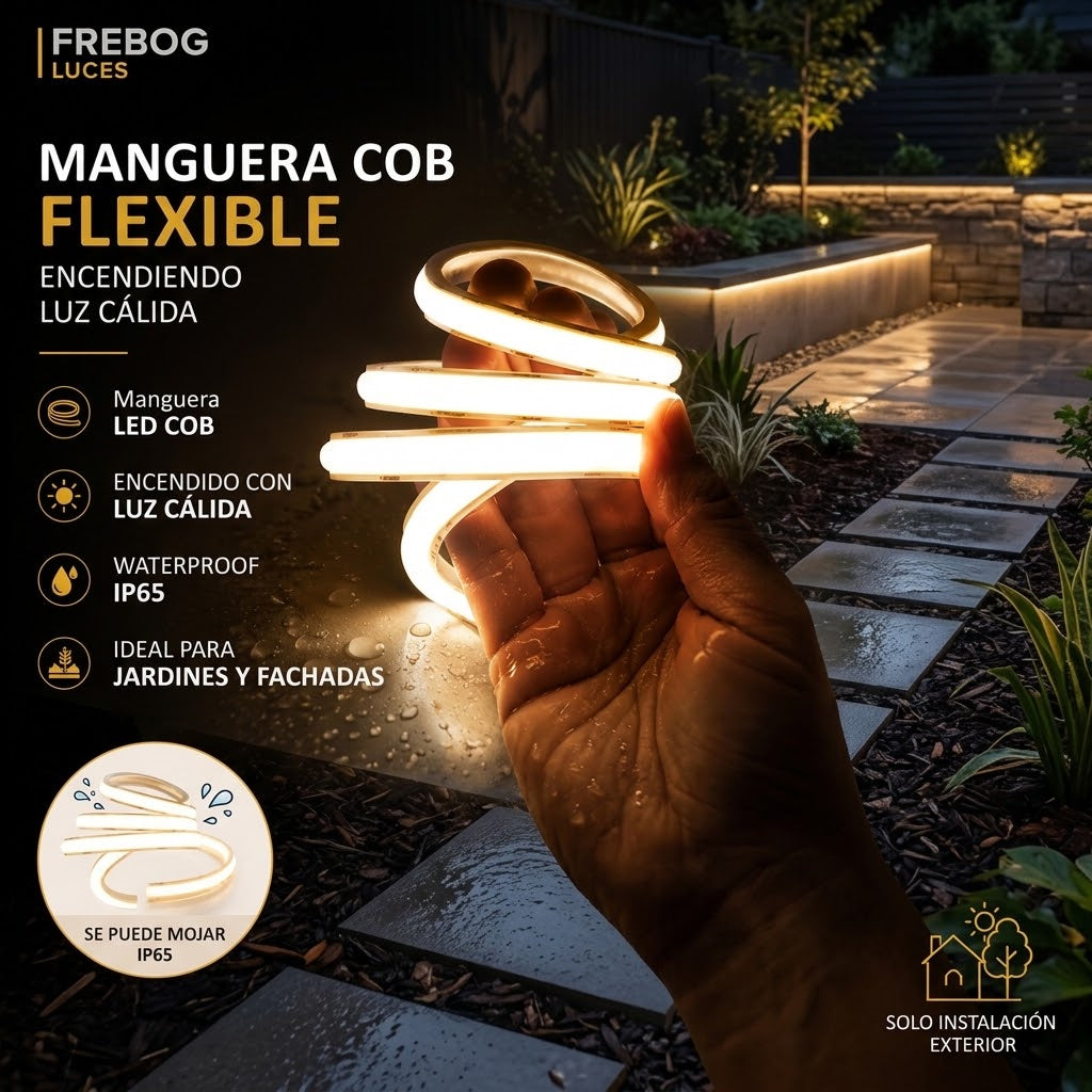 Manguera LED COB Flexible 220V – Luz Cálida | Venta por Metro